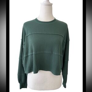 Hollister Must Have Collection Green Thermal Oversized Crop Top XS